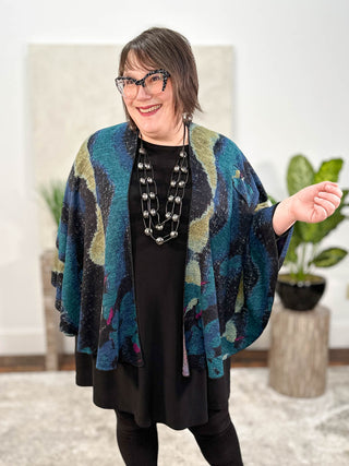 Rapti Fashion Cashmere Reversible Buckle Shawl, Large Flower Black Multi - Statement Boutique