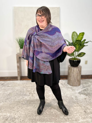 Rapti Fashion Cashmere Reversible Buckle Shawl, Large Flower Black Multi - Statement Boutique
