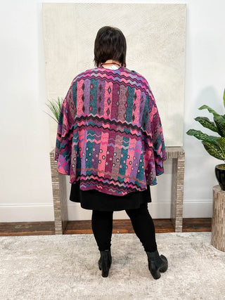 Rapti Fashion Cashmere Reversible Buckle Shawl, Zig Zag Dots Pink Multi - Statement Boutique