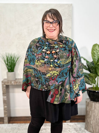 Rapti Fashion Cashmere Reversible Buckle Shawl, Flower Dots Olive Multi - Statement Boutique