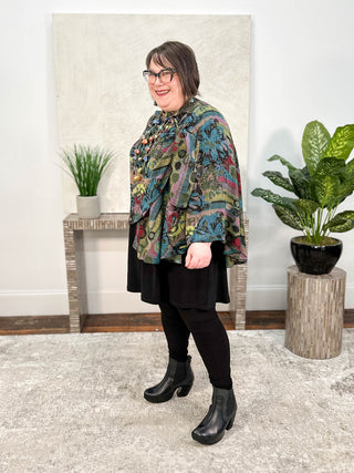 Rapti Fashion Cashmere Reversible Buckle Shawl, Flower Dots Olive Multi - Statement Boutique