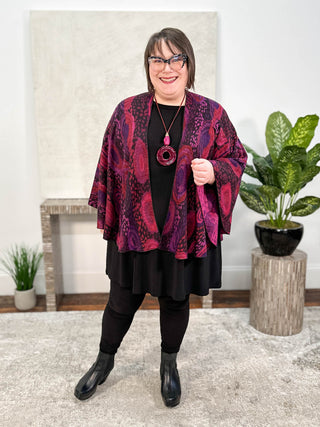 Rapti Fashion Cashmere Reversible Buckle Shawl, Galaxy Swirl Magenta Multi - Statement Boutique