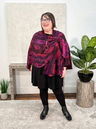 Rapti Fashion Cashmere Reversible Buckle Shawl, Galaxy Swirl Magenta Multi - Statement Boutique