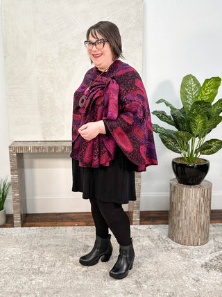 Rapti Fashion Cashmere Reversible Buckle Shawl, Galaxy Swirl Magenta Multi - Statement Boutique