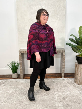 Rapti Fashion Cashmere Reversible Buckle Shawl, Galaxy Swirl Magenta Multi - Statement Boutique