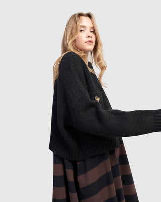 Alembika Trucker Cardigan, Black - Statement Boutique