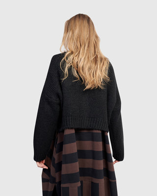 Alembika Trucker Cardigan, Black - Statement Boutique