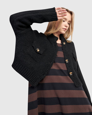 Alembika Trucker Cardigan, Black - Statement Boutique