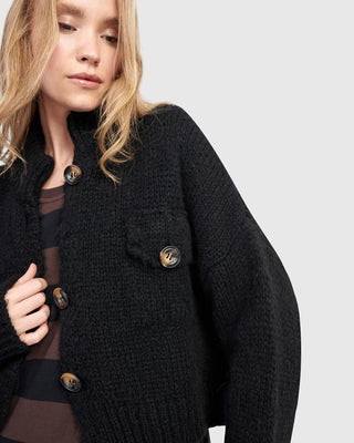 Alembika Trucker Cardigan, Black - Statement Boutique