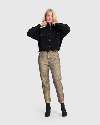 Alembika Trucker Cardigan, Black - Statement Boutique