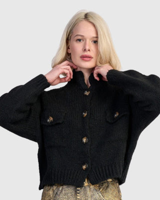 Alembika Trucker Cardigan, Black - Statement Boutique