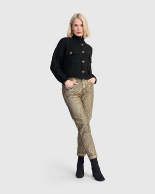 Alembika Trucker Cardigan, Black - Statement Boutique