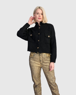 Alembika Trucker Cardigan, Black - Statement Boutique