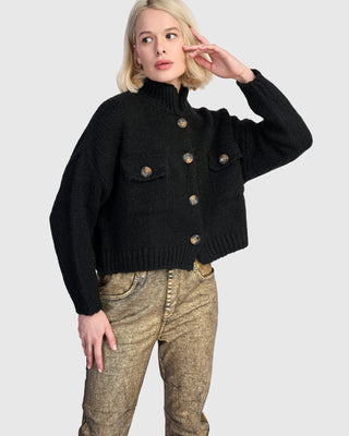 Alembika Trucker Cardigan, Black - Statement Boutique