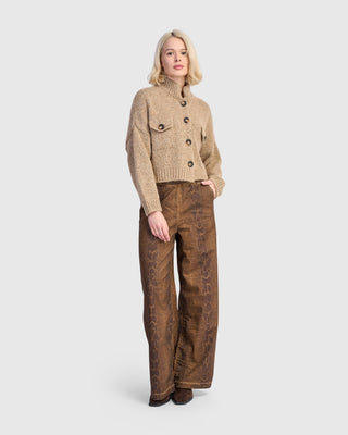Alembika Trucker Cardigan, Sand - Statement Boutique