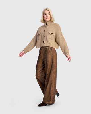 Alembika Trucker Cardigan, Sand - Statement Boutique