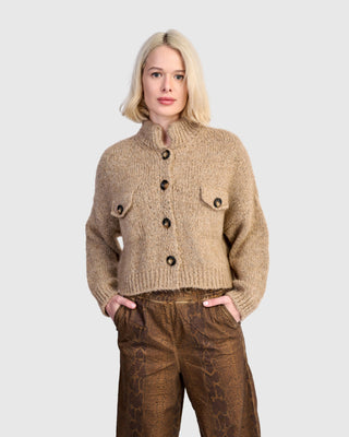Alembika Trucker Cardigan, Sand - Statement Boutique