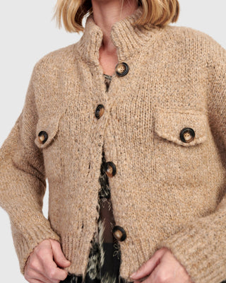 Alembika Trucker Cardigan, Sand - Statement Boutique