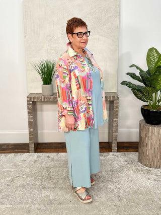Shana Crushed Mix Media Shirt, Vase - Statement Boutique