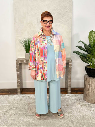 Shana Crushed Mix Media Shirt, Vase - Statement Boutique