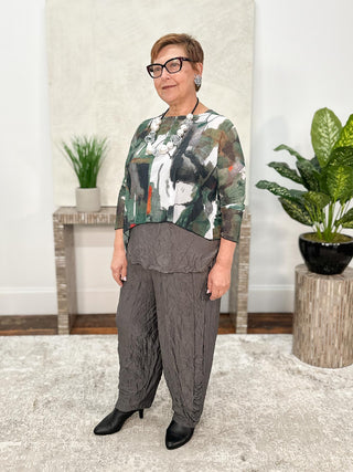 Shana Euro Crush Ruche Hem Pant, Slate - Statement Boutique