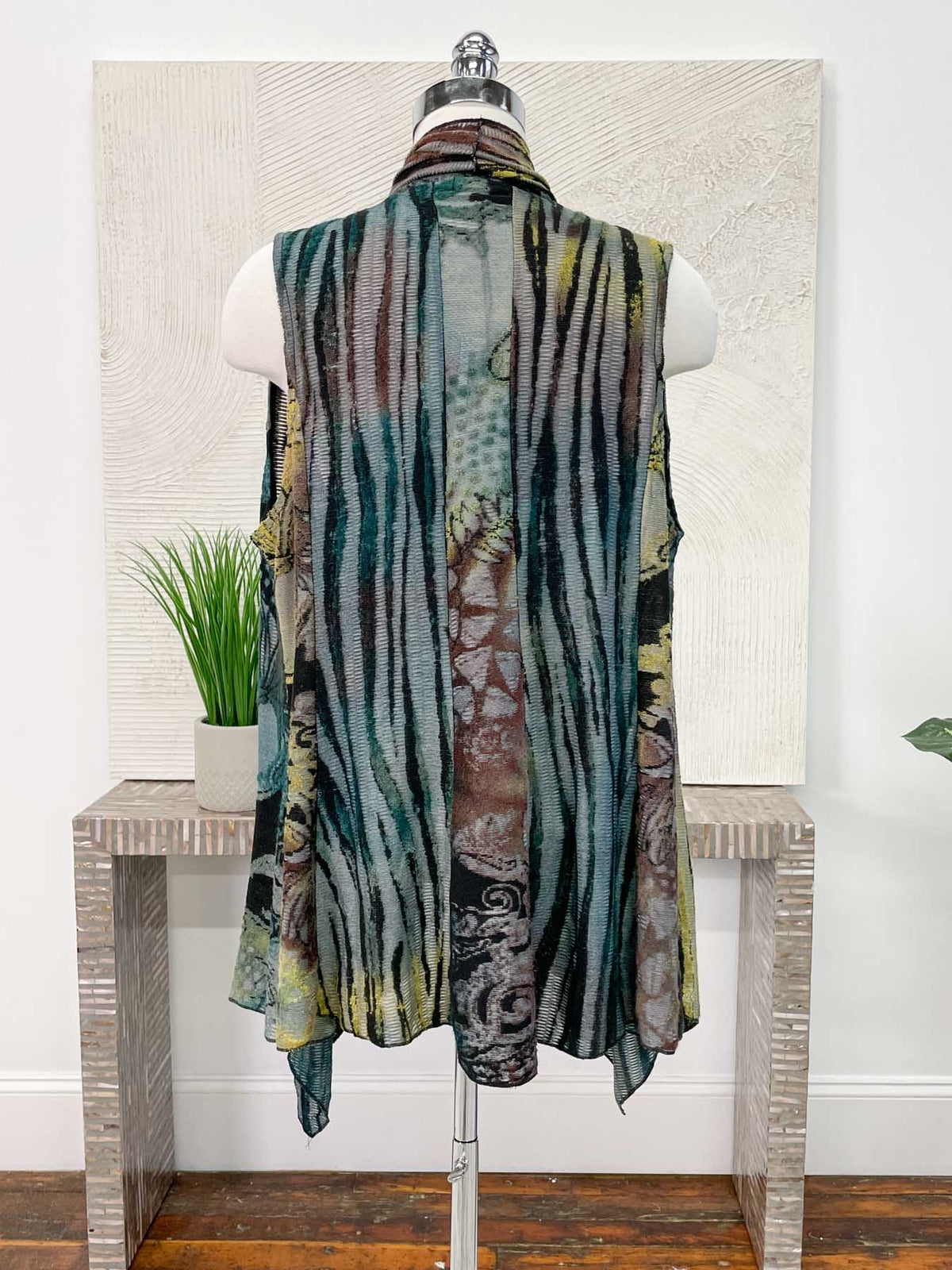 Shana Burnout Draped Vest, Green - Statement Boutique