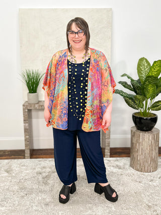Shana Burnout Poncho Cover Up, Orange - Statement Boutique