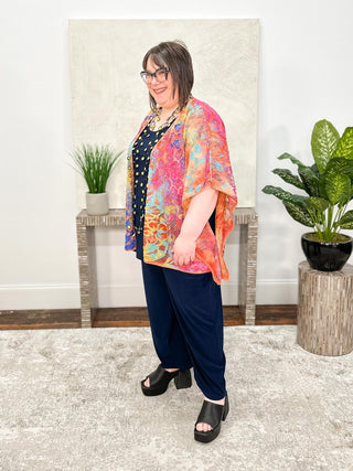Shana Burnout Poncho Cover Up, Orange - Statement Boutique