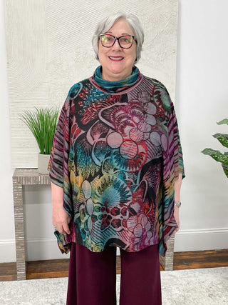 Shana Burnout Poncho Top, Multi - Statement Boutique