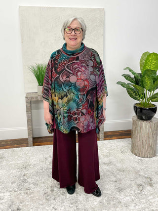 Shana Burnout Poncho Top, Multi - Statement Boutique