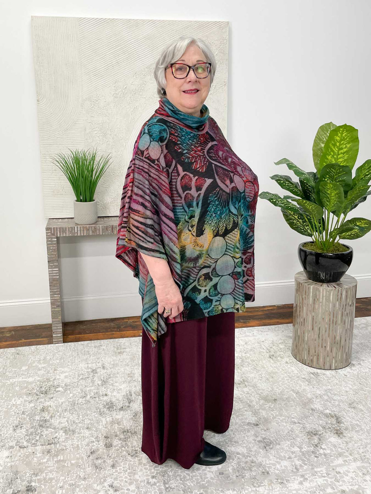 Shana Burnout Poncho Top, Multi - Statement Boutique