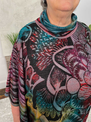 Shana Burnout Poncho Top, Multi - Statement Boutique
