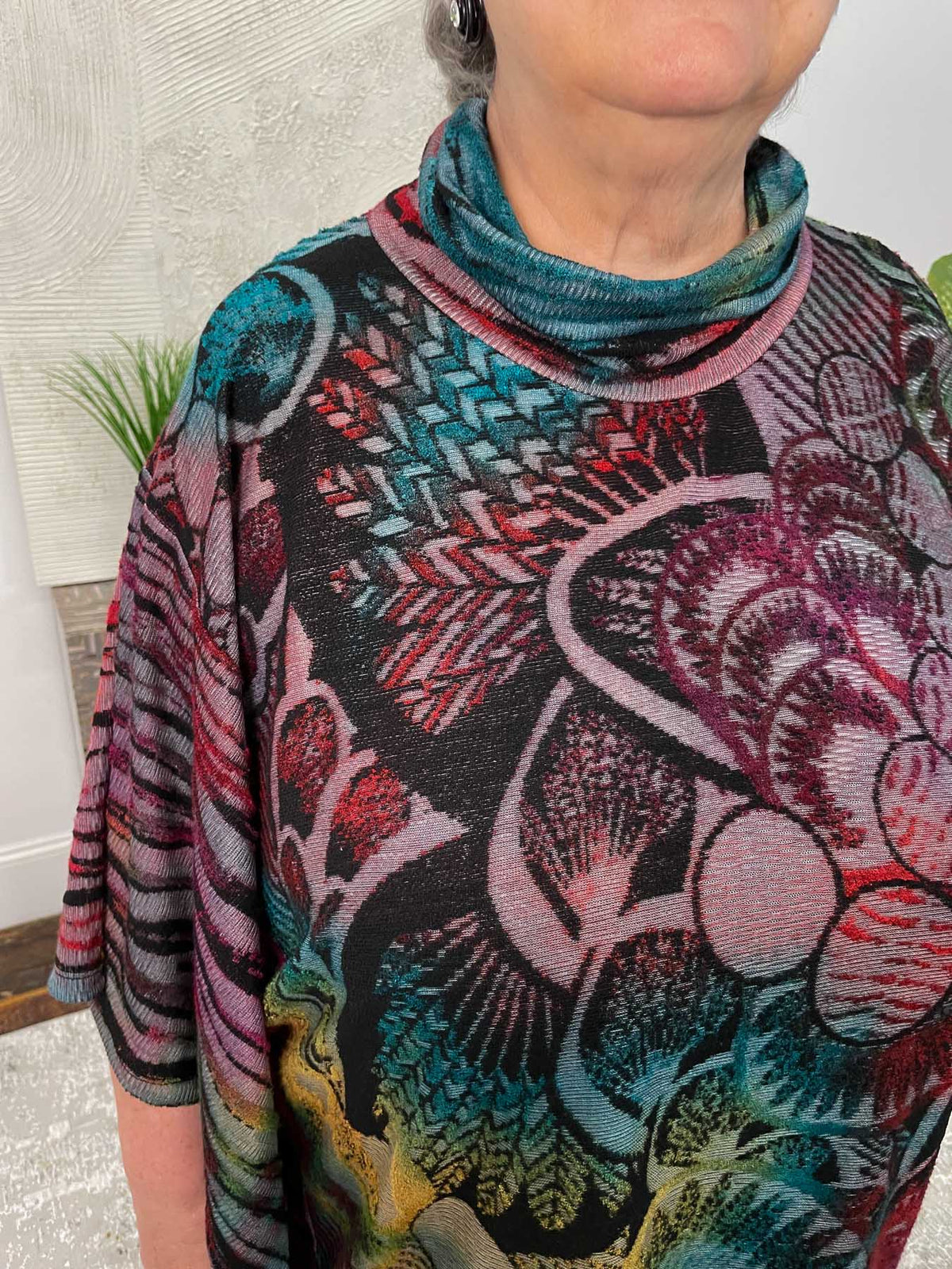 Shana Burnout Poncho Top, Multi - Statement Boutique