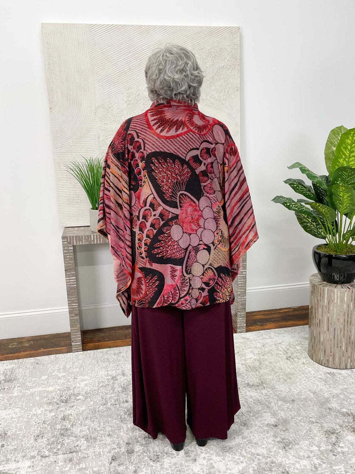 Shana Burnout Poncho Top, Red - Statement Boutique