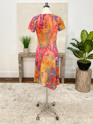 Shana Burnout Short Sleeve Dress, Orange - Statement Boutique