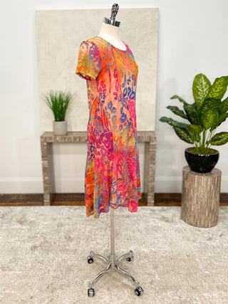 Shana Burnout Short Sleeve Dress, Orange - Statement Boutique