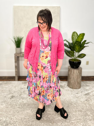 Shana Crinkle Tie Cardigan, Pink - Statement Boutique