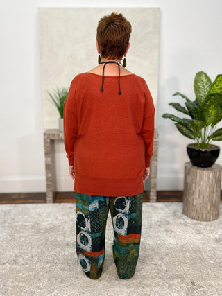 Shana Drop Sleeve Sweater, Brick - Statement Boutique