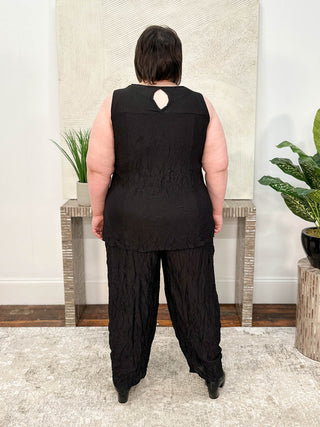 Shana Euro Crush Keyhole Back Tank, Black - Statement Boutique