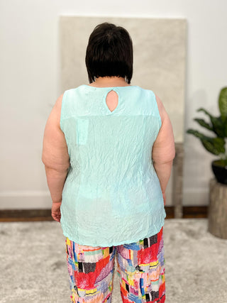 Shana Euro Crush Keyhole Back Tank, Blue - Statement Boutique