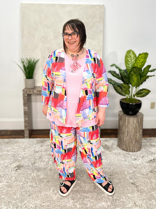 Shana Euro Crush Printed Cardigan, Pastels - Statement Boutique