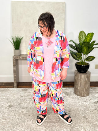 Shana Euro Crush Printed Cardigan, Pastels - Statement Boutique
