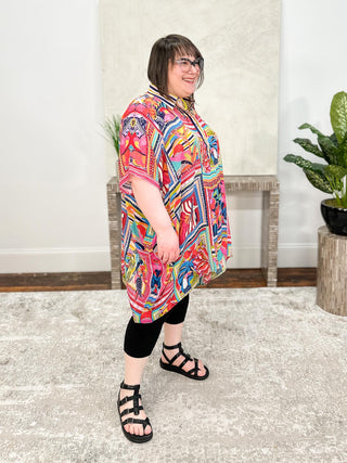 Shana Oversized Shirt Tunic, Pink - Statement Boutique