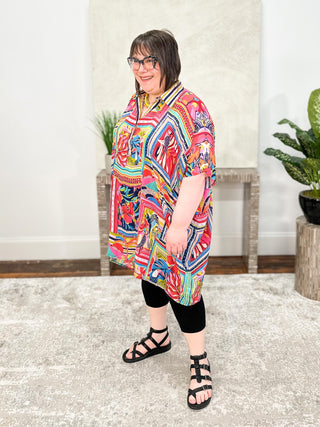 Shana Oversized Shirt Tunic, Pink - Statement Boutique