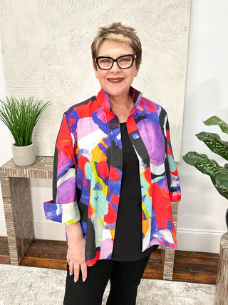 Shana Printed Shirt Jacket, Purple - Statement Boutique