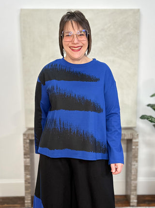 Brushstroke Top, Blue/Black