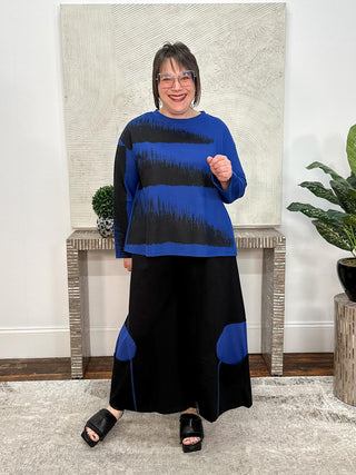 Brushstroke Top, Blue/Black