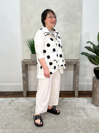Simply Vanite Polka Dot Pocket Vest, White/Black - Statement Boutique