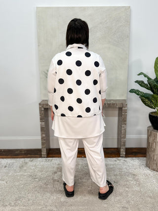 Simply Vanite Polka Dot Pocket Vest, White/Black - Statement Boutique