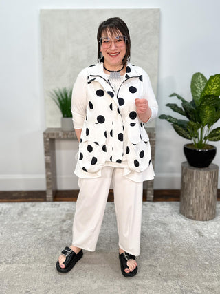 Simply Vanite Polka Dot Pocket Vest, White/Black - Statement Boutique